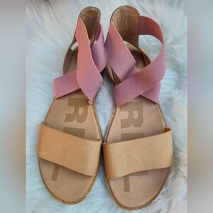 Sorel Sandals with Pink Straps and Tan Base
